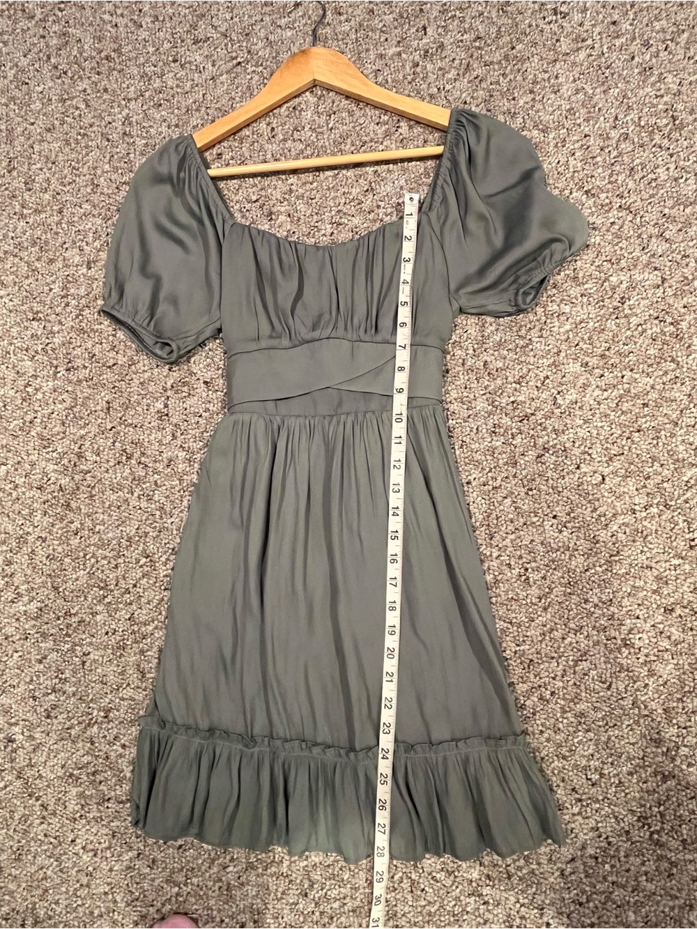 Altar’d State Sage Green Puff Sleeve Wrap Midi Dress - Picture 8 of 8